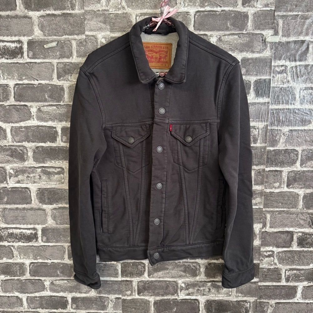 Levi’s FRENCH TERRY TRUCKER jacket gray snap buttons